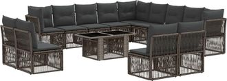 vidaXL Conjunto De Sof&aacute;s De Jard&iacute;n 14 Uds. Negro Rat&aacute;n Sint&eacute;tico Vidaxl