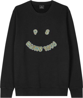 Paul Smith Blij Geborduurde Sweater - Heren - Sweatshirts - Zwart - M - Katoen - Hoodies & sweatvesten