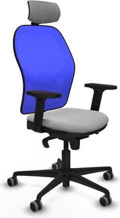 Piqueras y Crespo Piqueras Y Crespo - Jorquera Sincro Malla Azul Similpiel Gris Claro Brazos 2d Base Nailon Cabecero 2d Ruedas 65mm Engomada