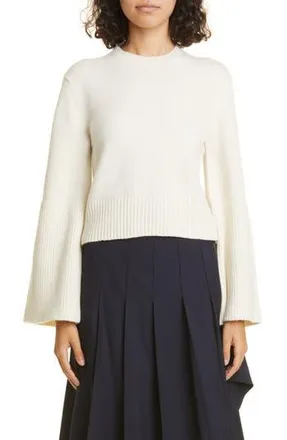A.L.C. Clover Merino Wool Blend Crop Sweater in Natural at Nordstrom Rack, Size Large