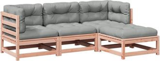vidaXL Set De Sof&aacute;s Jard&iacute;n 4 Pzas Con Cojines Madera Abeto Douglas Vidaxl