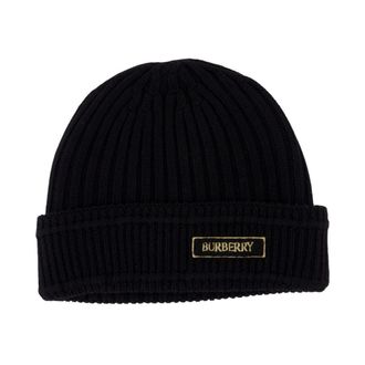 Burberry Cappello Beanie in Lana Nera - - Accessories - Donna - Nero - ONE SIZE