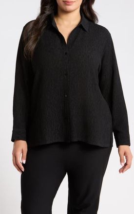 Eileen Fisher Classic Collar Easy Shirt in Black at Nordstrom, Size 1X