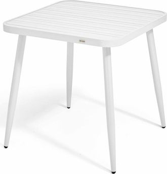 Oviala Mesa de jardín cuadrada de aluminio blanco