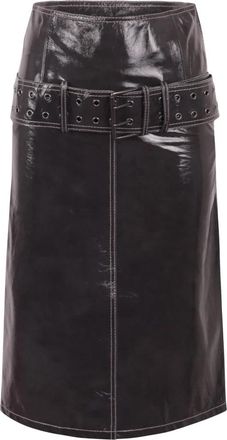 Diesel L-Ascar Midi Rok - Dames - Leren & Su&egrave;de rokken - Grijs - XS - Leer - Rokken