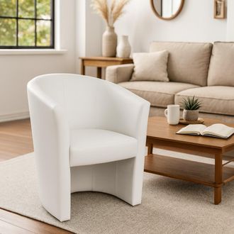 Dmora Dmora Fauteuil Avec Rev&ecirc;tement En &Eacute;co-cuir, Couleur Blanche, 65 X 78 X 60 Cm