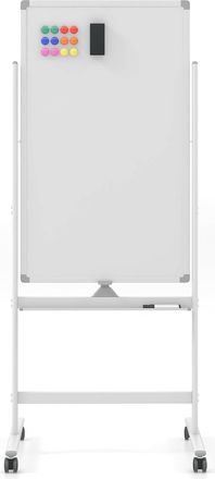 Costway Costway - Pizarra M&oacute;vil Magn&eacute;tica En Seco 60 X 100 Cm, Doble Cara, Soporte Sobre Ruedas Bloqueables, Giro De 360 &deg;, Altura Ajustable, Pizarra Blanca, 