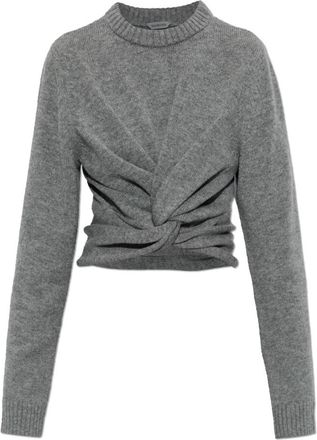 Balenciaga Trui met ronde hals - Dames - Ronde hals truien - Grijs - XS - Wol - Truien & Vesten