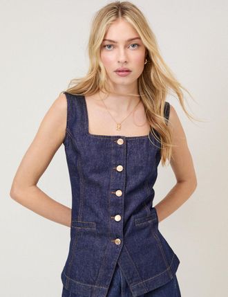 Nobody's Child Dark Blue Denim Waistcoat
