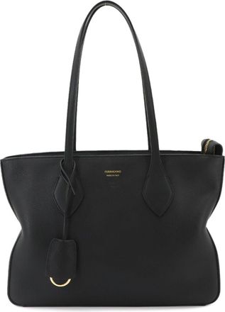 Ferragamo Black Leather Handbag Tote Bag (Pre-Owned)