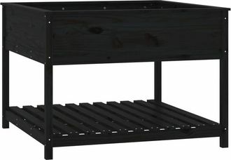 vidaXL Vidaxl - Jardinera Con Estante Madera Maciza Pino Negro 111,5x111,5x81cm