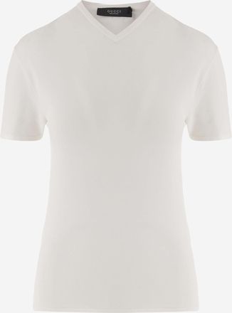 Gucci Womens Sweater V-Neck Viscose-Blend White