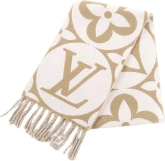 Louis Vuitton Pre-owned Scarves, female, Beige, Size: ONE SIZE Pre-owned Cotton Scarf