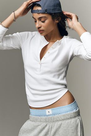 Pilcro Long-Sleeve Henley Top