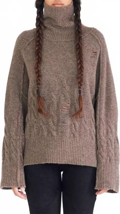 Isabel Benenato High Turtleneck Sweater In Taupe