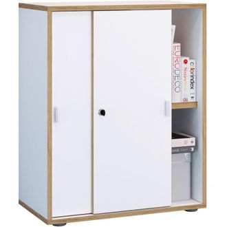 VCM Armario De Oficina Vcm Con 2 Compartimentos Armario Moderno Con Puertas Correderas Dimensiones Al. 74 X An. 60 X T. 37 Cm - Salia 2 Compartimento (ant