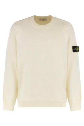 Stone Island Off White Crew Neck Logo Sweater