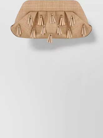 Themoir&egrave; na raffia fringed clutch bag