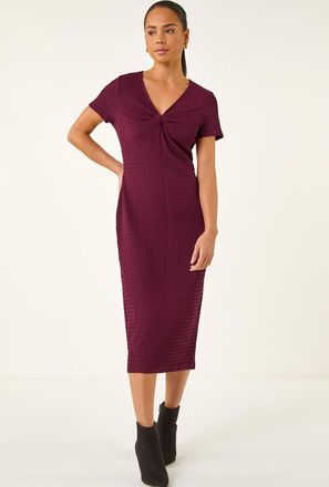 Roman Textured Twist Midi Dress