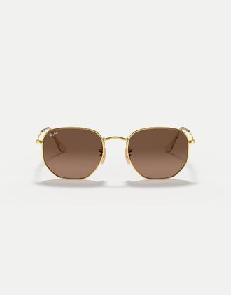 Ray-Ban occhiali da sole irregolari esagonali con lenti piatte, lenti classiche in arista gold-Oro