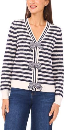 CeCe by Cynthia Steffe Dotted Delights Woven Front Sweater in Classic Navy at Nordstrom, Size X-Small