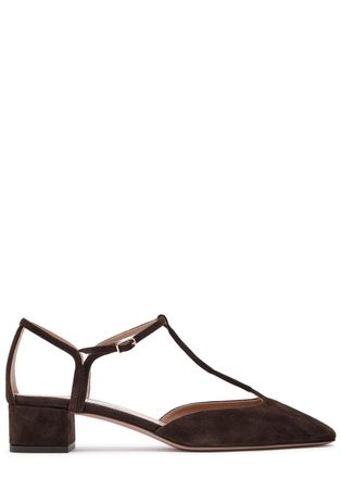 Aquazzura Aquazzura Sorbonne 35 Suede Pumps - Brown
