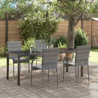 vidaXL Set da Pranzo per Giardino 9 pcs Grigio Poly Rattan vidaXL