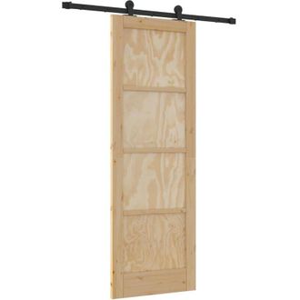 vidaXL Vidaxl - Puerta Deslizante Manual Natural Y Negro 73.5 X 211 Cm
