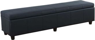 Hhg Hhg - Asiento De Banco Con Almacenaje Kriens Xxl, Imitaci&oacute;n De Cuero, 180x45x45cm Certificado Mvg, Negro Mate