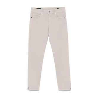 Dondup Rose Cropped Stretch Cotton Trousers - female - Dondup - Cropped Jeans - Gray - W31 - Jeans