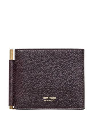 Tom Ford Leren portemonnee met logoprint - Beige