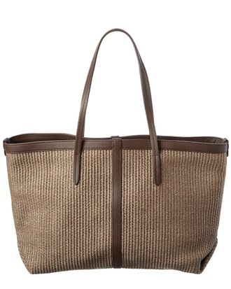 Brunello Cucinelli Raffia & Leather Tote