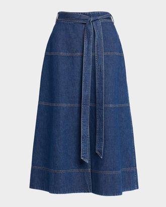 Tanya Taylor Hudley Denim Midi Skirt
