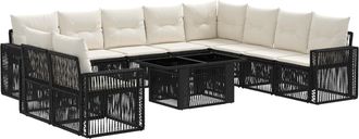 vidaXL Conjunto De Sof&aacute;s De Jard&iacute;n 11 Uds. Negro Y Blanco Crema Vidaxl