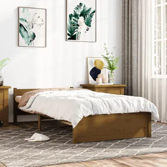 vidaXL Estructura Cama Sin Colch&oacute;n Madera Maciza Marr&oacute;n Miel 75x190 Cm Vidaxl