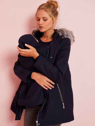 Vertbaudet 3-in-1-Parka f&uuml;r Schwangerschaft & Stillzeit tintenblau