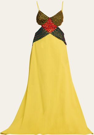 Rosie Assoulin Crochet Crossing Cutout Maxi Dress