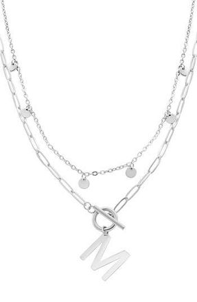Adornia Toggle Initial Pendant Layered Necklace in Silver-M at Nordstrom Rack