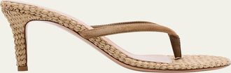 Gianvito Rossi Suede Raffia Heeled Thong Sandals