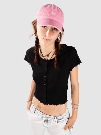 Urban Classics Cropped Button Up Rib Camiseta negro