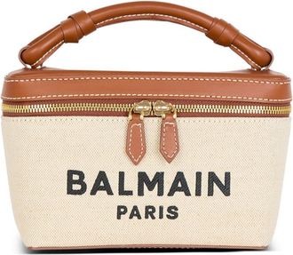 Balmain B-Army canvas tote bag - women - Cotton/Calf Leather/Linen/Flax - One Size - Neutrals