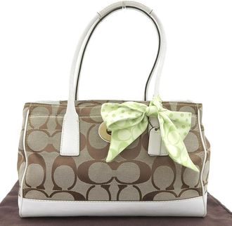 Coach Signature Canvas Leather Tote Bag