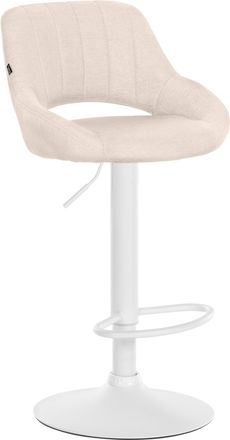 Clp Taburete De Bar Milet En Tela Con Base Met&aacute;lica Crema Blanco