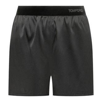 Tom Ford Short Shorts, female, Black, Size: XS Stretch Silk Satin PJ Shorts