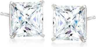 Ross-Simons Princess-Cut CZ Stud Earrings in 14kt White Gold