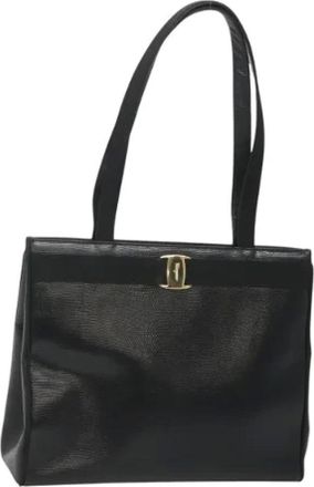 Ferragamo Pre-owned Handbags, female, Black, Size: ONE SIZE Pre-owned Leather Tote Bag