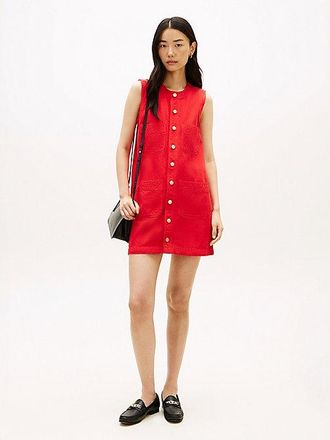 Tommy Hilfiger Gold-Tone Button Denim Mini Shift Dress