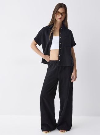 Twik Womens Wide-leg organic cotton gauze pant