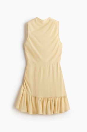 H&M Frill-trimmed Cr&ecirc;pe Dress in Yellow at Nordstrom, Size X-Small