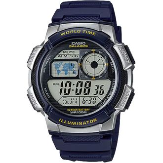 Casio Mens Blue Digital Watch with World Time Display - AE-1000W-2A2